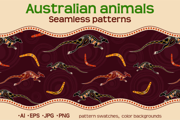 10 Color Australian Seamless Patterns