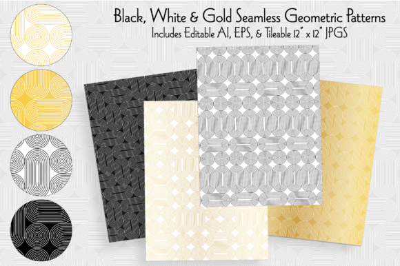 Black White Gold Geometric Patterns: A Versatile Design Resource for Modern Creators