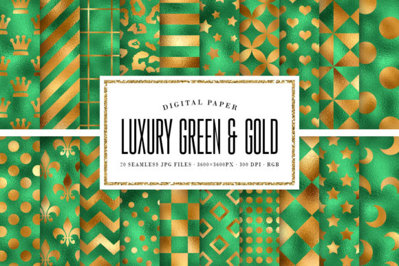 Gold Green Seamless Geometric Patterns: A Versatile Design Resource