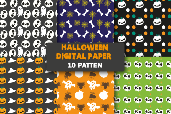 Halloween Digital Paper Patterns Design for Creative Projects