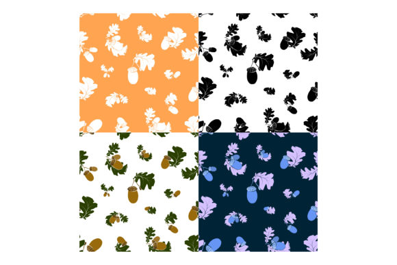 Set of Seamless Patterns with Oak Autumn Leaves and Acorns: A Versatile Design Resource for Textile Creators