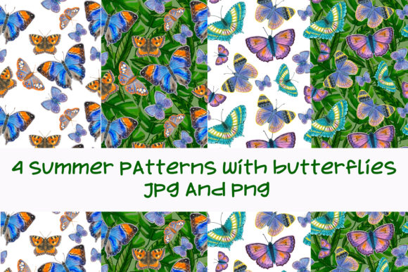 Summer Seamless Patterns with Butterfly