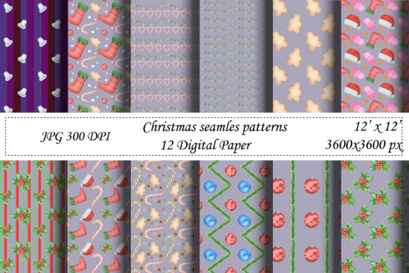 Violet Christmas Seamless Patterns Vol 2: A Creative Resource for Digital Designers