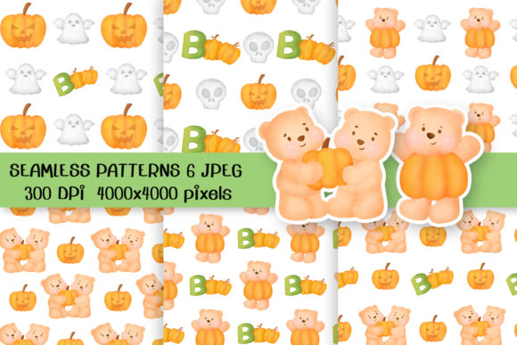 Watercolor Halloween Seamless Patterns for Creative Projects