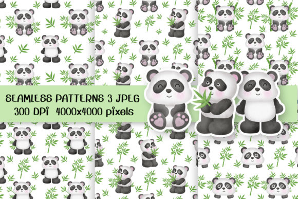 Watercolor Panda Seamless Patterns for Creative Workflows